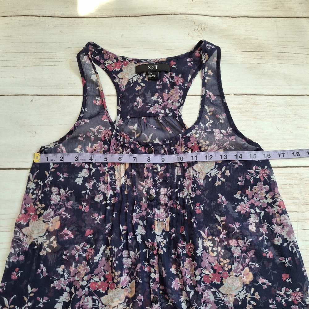 Forever 21 Sheer Sleeveless Blouse Size Small Floral Fairycore Festival Top - Picture 4 of 8